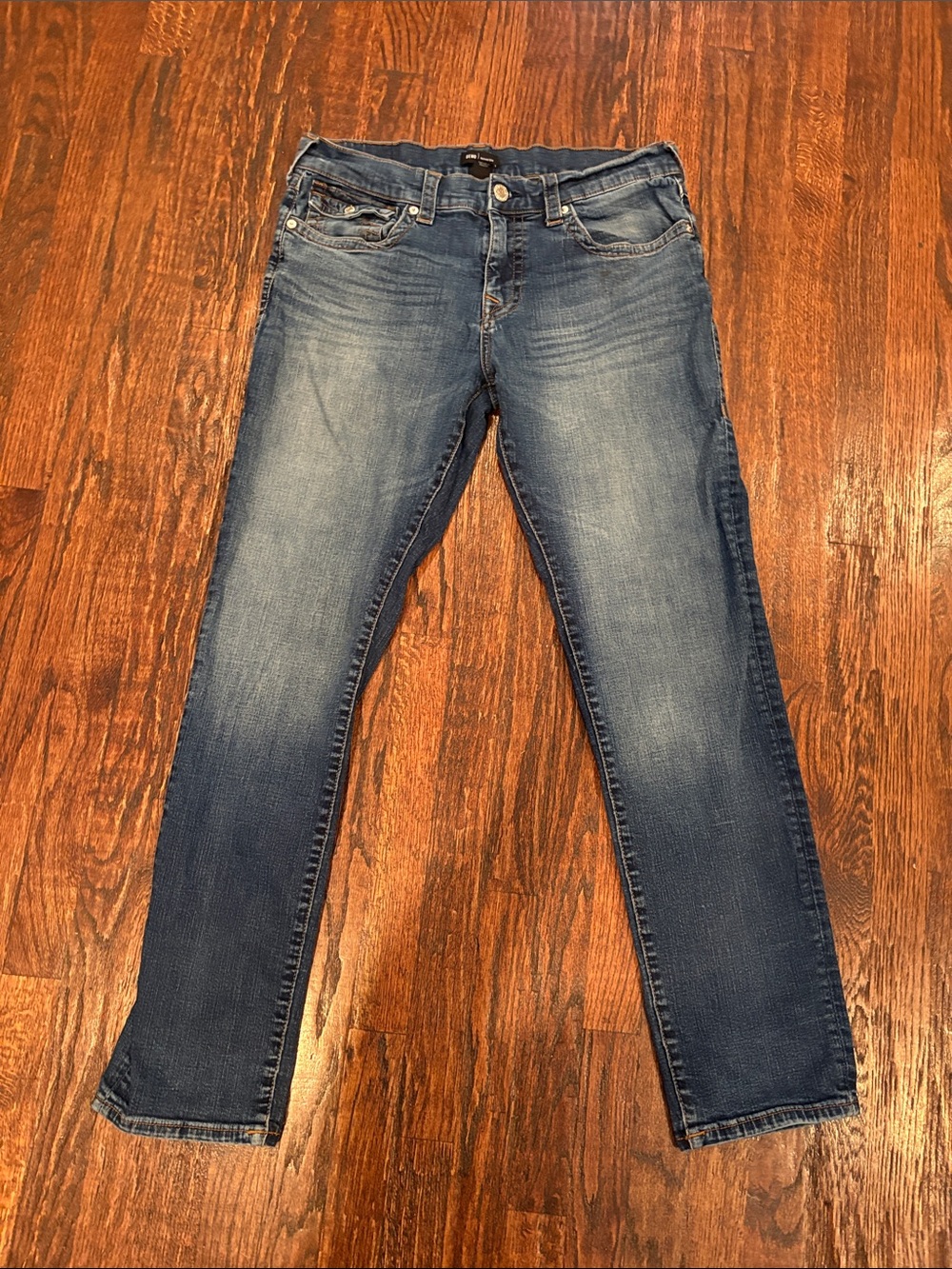 True Religion Geno Men's relaxed Slim Straight Washed Blue Jeans 34x32